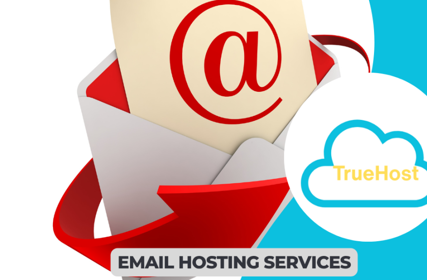 shows a email hosting graphic and the truehost logo and title email hosting services